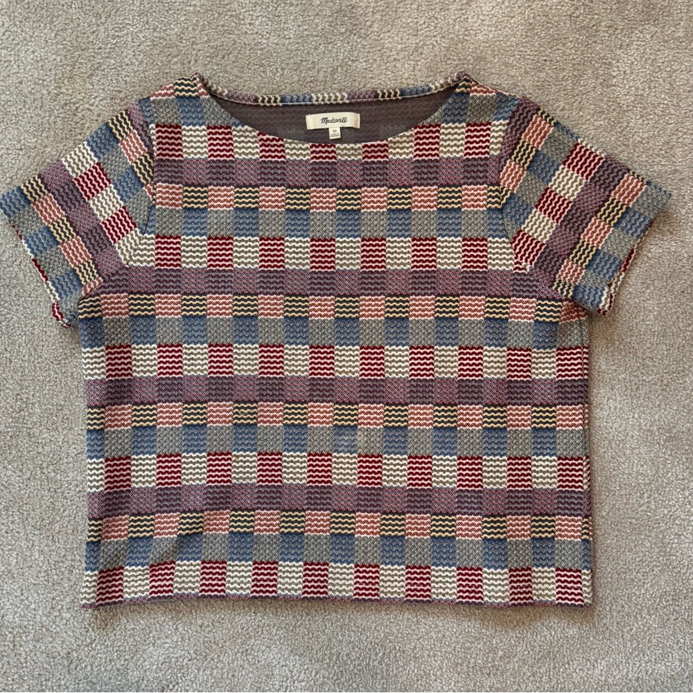 Madewell Check Pattern Crop Top